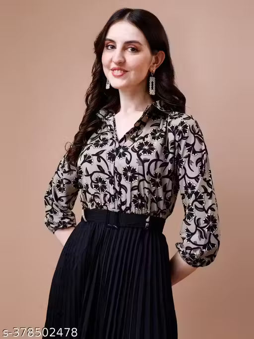 Fit and Flare Collar Shirt Dress